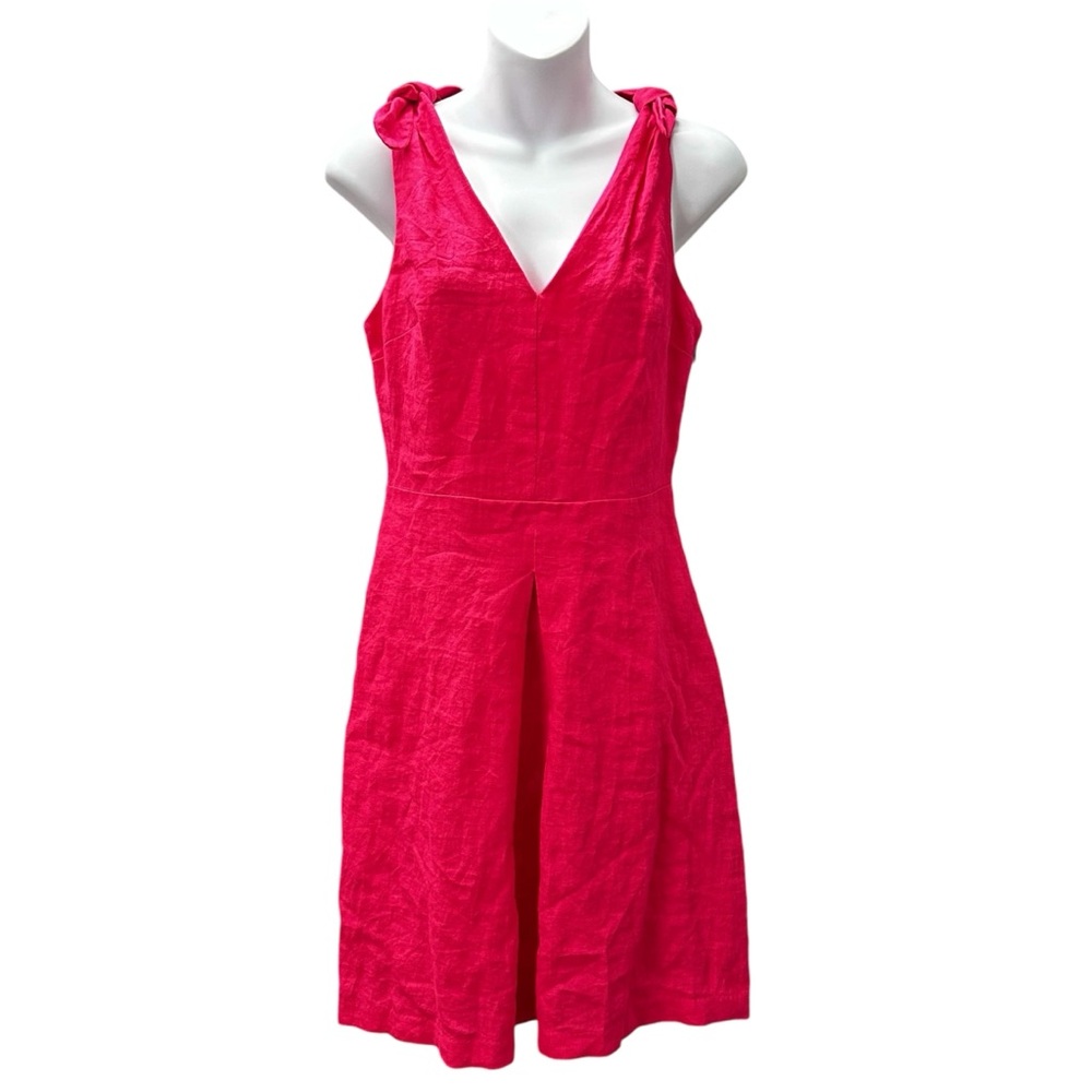 NWT Gap Pink Linen Dress Double V-Neckline Zip Closure Women’s Size 0